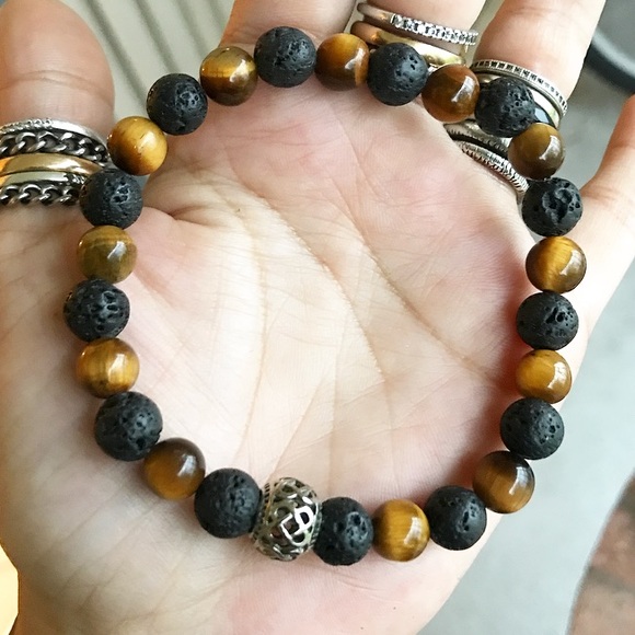 Men or women Lava rock & tiger eye celtic bracelet - Picture 6 of 7
